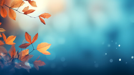 Autumn background, blurred autumn leaves on water