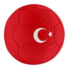 Soccer ball with Turkey team flag isolated on white