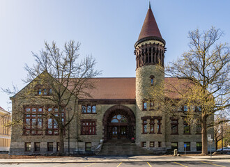 Facade of the historic Orton Hall built in 1893 and now an iconic symbol of Ohio State University...