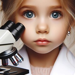 Kind mit Mikroskop - obrazy, fototapety, plakaty