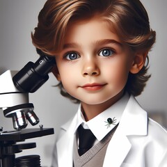 Kind mit Mikroskop - obrazy, fototapety, plakaty