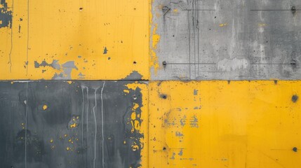 Grunge Yellow Grey Checkered Construction Building Wall Texture Background