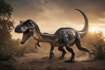 'restoration isolated allosaurus nosaur dinosaur model lizzard reptile predator jurassic...