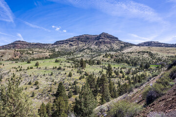 Beautiful landscape typical to Central Oregon in sunny summer day
