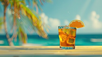 cocktail on the beach Generative AI - obrazy, fototapety, plakaty
