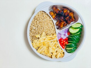 Rice mixed with shrimp paste, low calorie food For people who love health