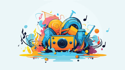 Music industry logo design vector illustration 2d f