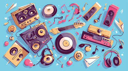 Music thin line icons set vector illustration. Outl