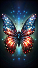 A butterfly with wings adorned in the pattern of the American flag