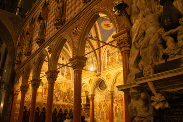 Interior of the church of St Antonio. Basilica of Saint Anthony in Padua, Veneto region in Italy....