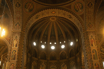 Interior and dome of the church of St Antonio. Basilica of Saint Anthony in Padua, Veneto region in...