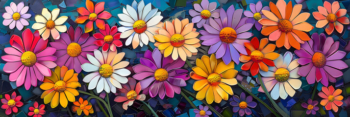 Fototapeta na wymiar Vibrant daisy bouquet celebrates summer beauty in nature.