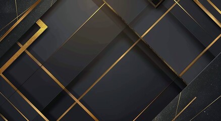 black abstract background with shining gold lines.