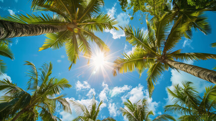 Fototapeta na wymiar Tropical Background with Palm Trees
