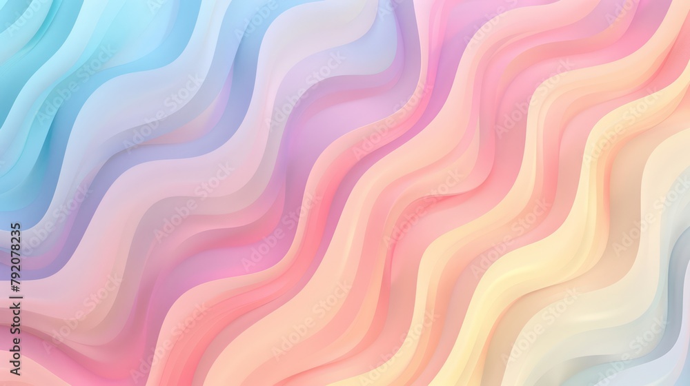 Poster this image depicts a vibrant, wavy abstract pattern, blending soft pastel colors to create a calming