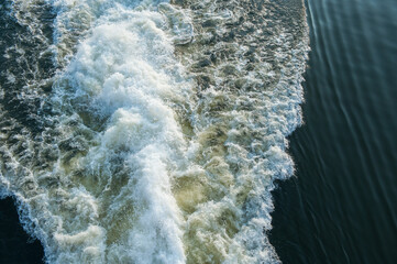 Wake of a fast ferry at speed.