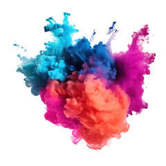 Explosion of Colorful Ink in Water on White Background. Abstract Colorful Smoke Pattern In Motion. Generative AI