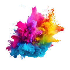Dynamic Color Explosion In Pink, Yellow, Blue Smoke Clouds. Abstract Artistic Cloud of Colorful Powder Explosion. Generative AI