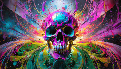 Vibrant skull art background