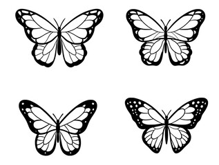 collection of butterfly vector SVG outline ink butterflies