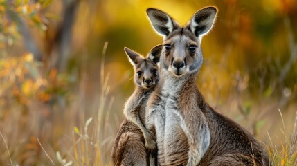 kangaroo mother with her child