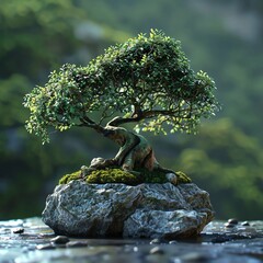 bonsai on rock