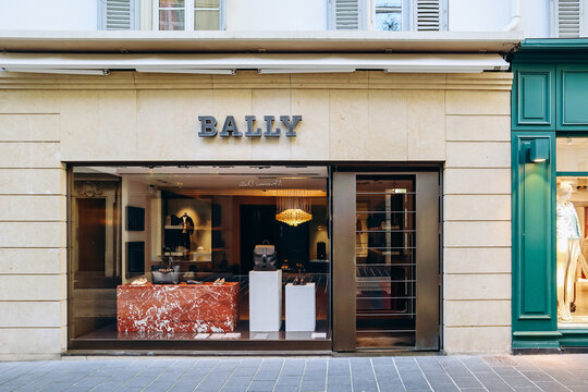 Nice, France - 28 January 2024: Facade of Bally boutique in the center of Nice