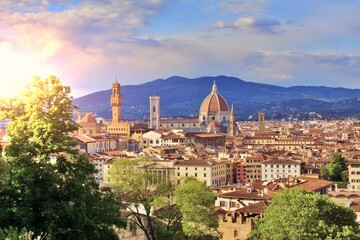 Panoramic view of Florence in evening, Italy