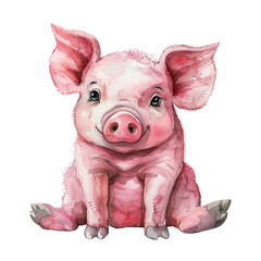 Naklejka premium A cute little pig with a pink snout and big eyes