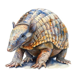 Fototapeta premium A watercolor painting of a tortoise with a blue and white shell