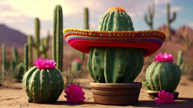 Mexican Cactus for Cinco de Mayo and Mexican Festival Concept created with generative ai