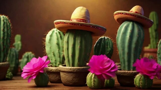 Mexican Cactus for Cinco de Mayo and Mexican Festival Concept 