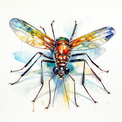 Watercolor Mosquito, clipart Illustration, Generative Ai
