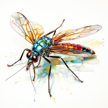 Watercolor Mosquito, clipart Illustration, Generative Ai