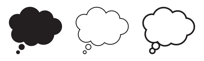 Thought bubble icon, thinking cloud icon for apps and websites. Set of speech bubbles. Speak bubble text, cartoon chatting box, message box.