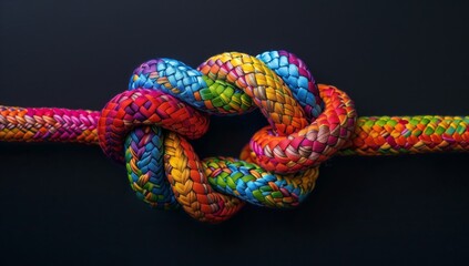 Colorful Rope Knot Representing Diverse Unity, Coexistence of Differences in Conceptual Image