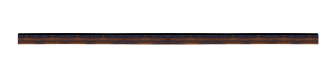 Long brown lacquered horizontal ceiling beam - on isolated transparent background.