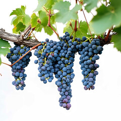 grapes dangling from a vine on transparent background