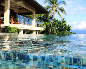 Fototapeta premium Infinity pool overlooking the ocean.