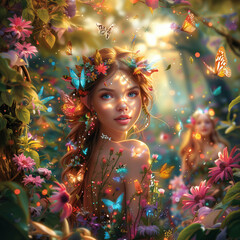 Fairy Princess Pixie Elf Magical Fantasy Romantic Fairytale Beautiful Colors Enchanted Forest