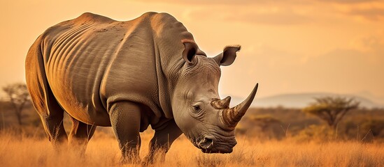 Endangered rhino herding. - obrazy, fototapety, plakaty