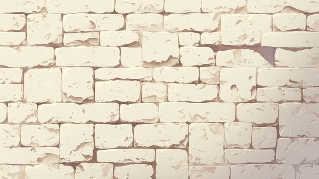 Fototapeta 2d illustration featuring a quirky cartoon style white brick wall texture