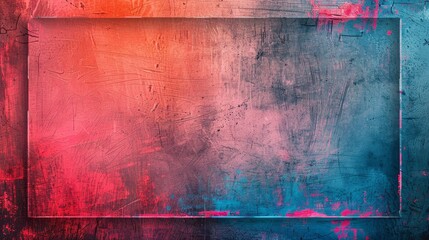 Vibrant red and blue grungy texture within a modern frame.