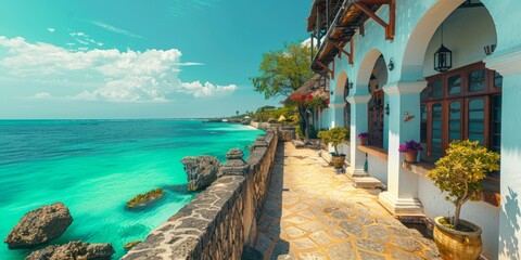 View of the Ocean from the shore of Zanzibar - Powered by Adobe
