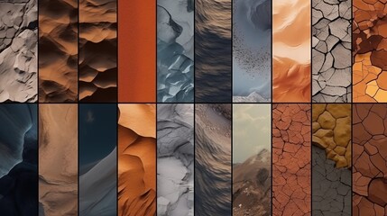 A collage of different natural Earth textures mixed in beautiful abstract background.