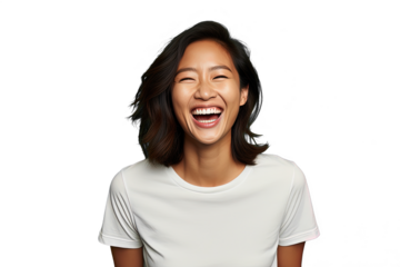 Close up of a happy asian woman