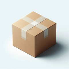 Closed cardboard box with Adhesive isolated on a white background