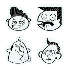hand drawn set of troll face expression