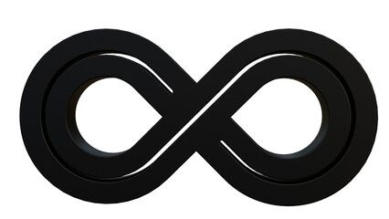 Infinity symbol 3d render isolated, black infinity icon 3d render isolated, infinity symbol isolated	
