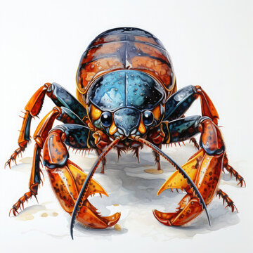 Watercolor Scorpion, Clipart Illustration, Generative Ai